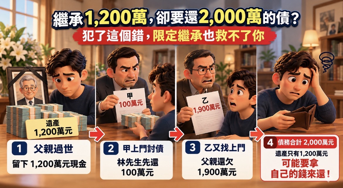 繼承1,200萬，卻要還2,000萬的債？犯了這個錯，限定繼承也救不了你